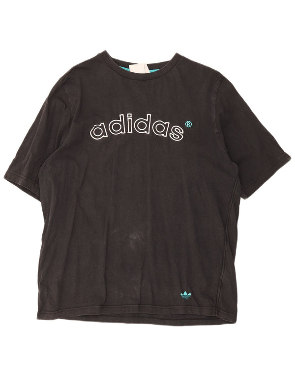 Adidas Mens Graphic T-Shirt Top Médio Algodão Preto
