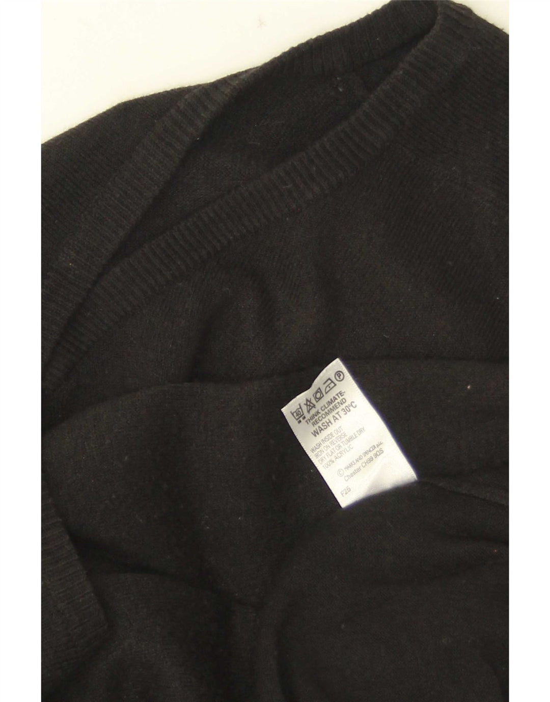 Suéter masculino Marks & Spencer com decote em V XL preto acrílico