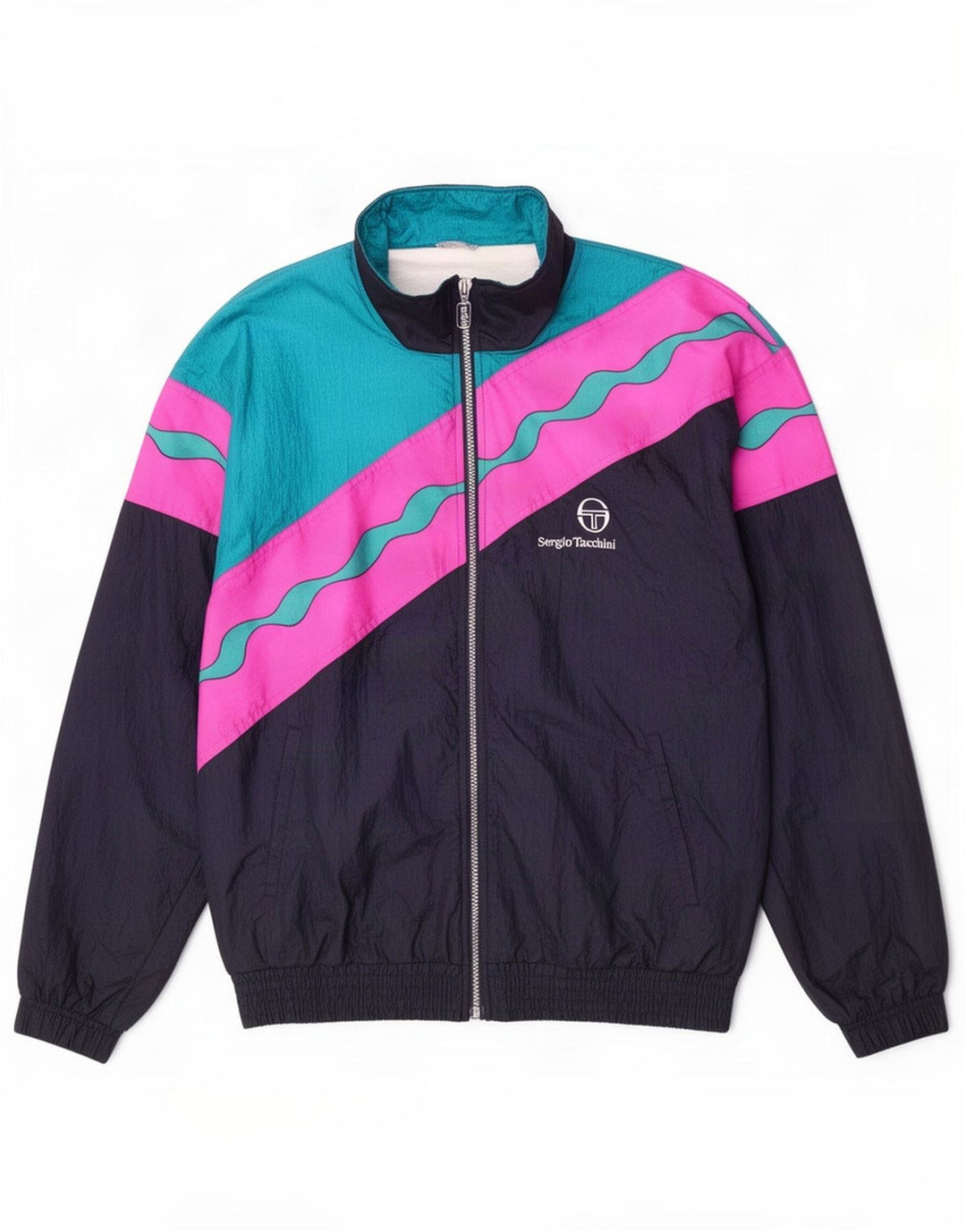 Sergio Tacchini Mens Treino Top Jacket IT 46 Pequeno Azul Marinho Colourblock