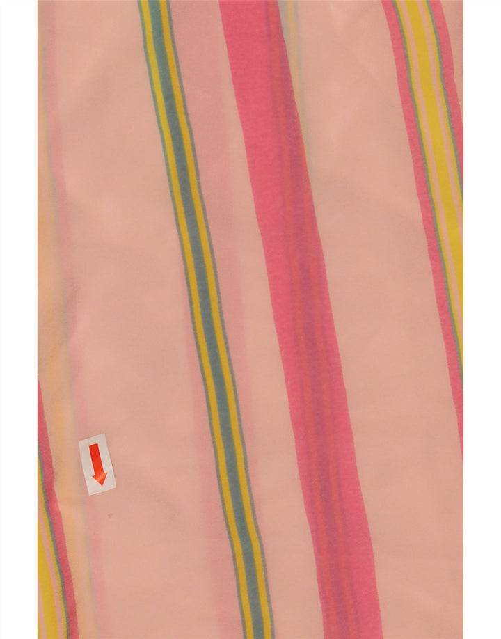 Vestido vintage feminino manga 3/4 transparente Reino Unido 12 listrado rosa médio