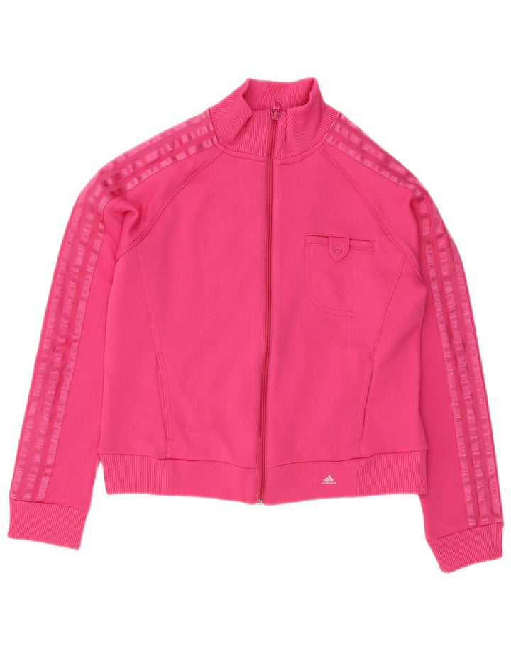 Adidas Womens Tracksuit Top Jacket UK 14 Médio Rosa Poliéster