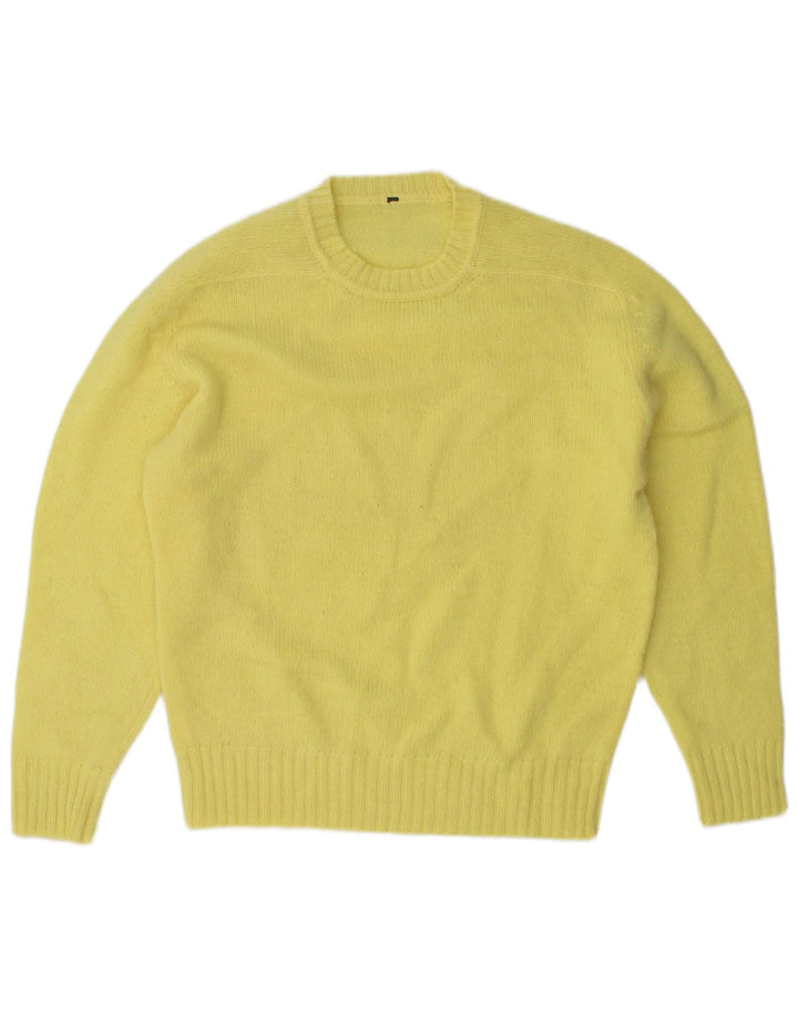 Suéter vintage masculino com gola redonda, amarelo médio