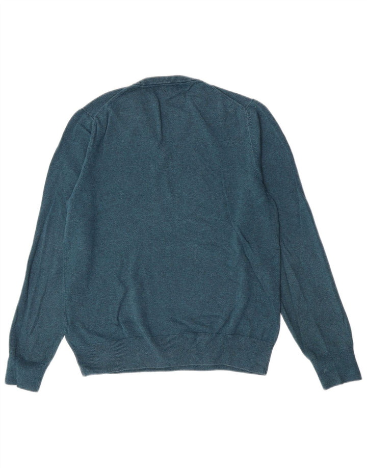 Suéter masculino Marks & Spencer com decote em V, algodão verde médio