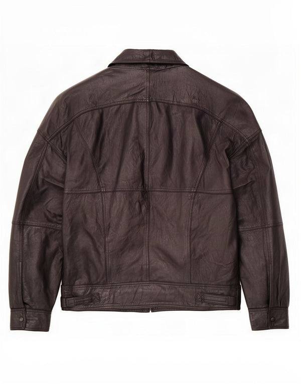 Jaqueta de couro masculina vintage IT 52 XL preta