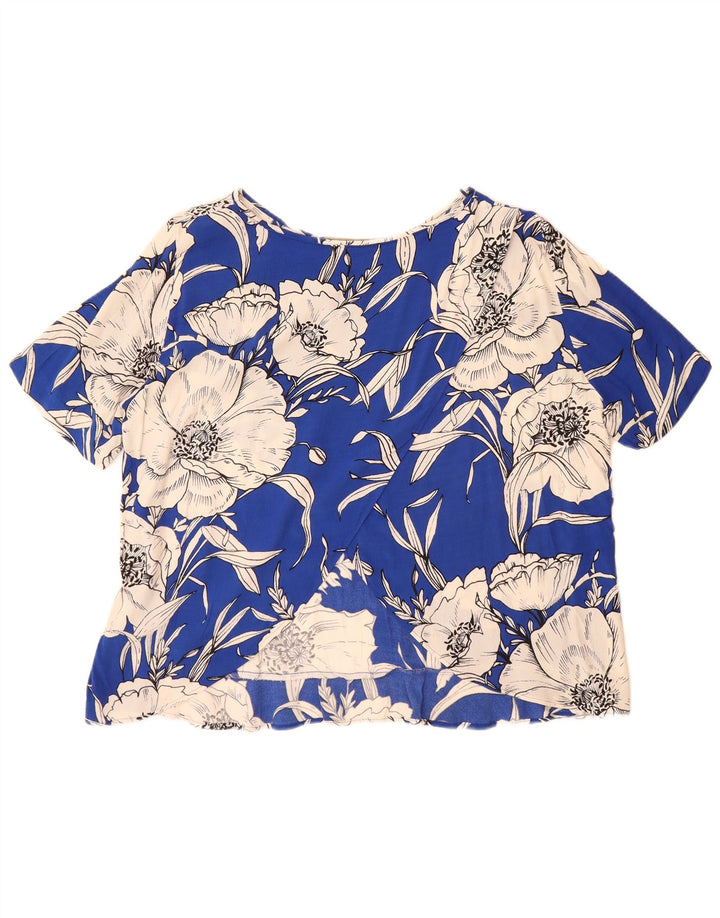 Blusa oversized feminina ZARA UK 16 grande azul floral