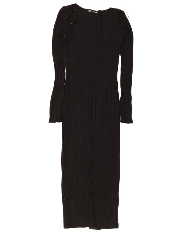 Vestido bodycon feminino de manga comprida Zara Reino Unido 8 pequeno preto viscose