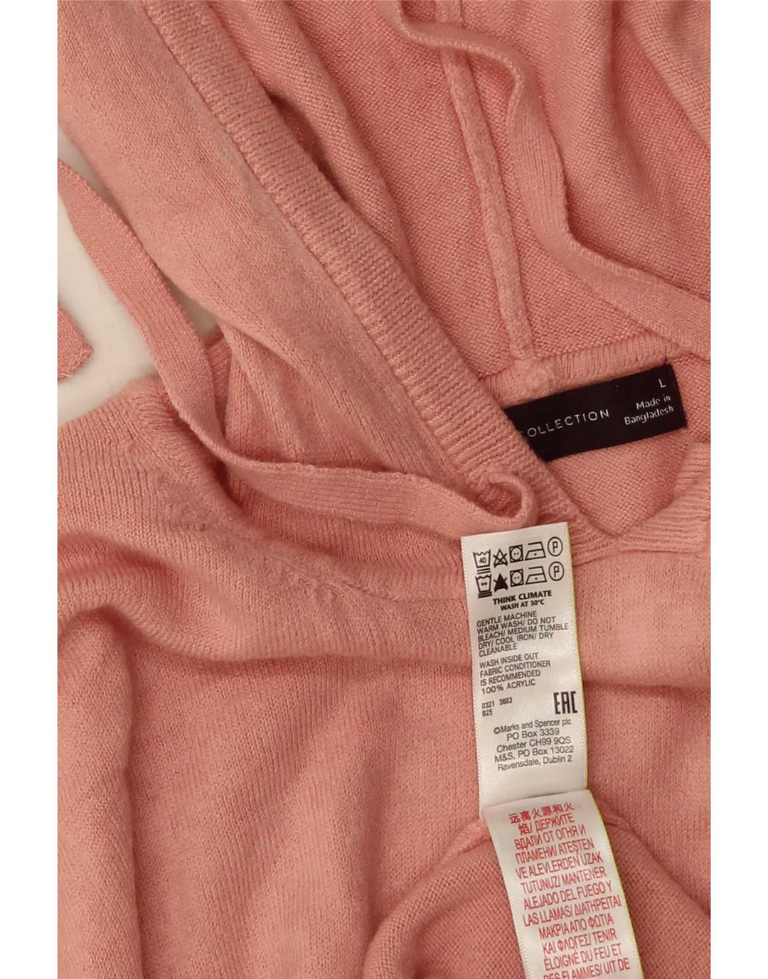 Suéter feminino com capuz grande Marks & Spencer Reino Unido 16 grande rosa
