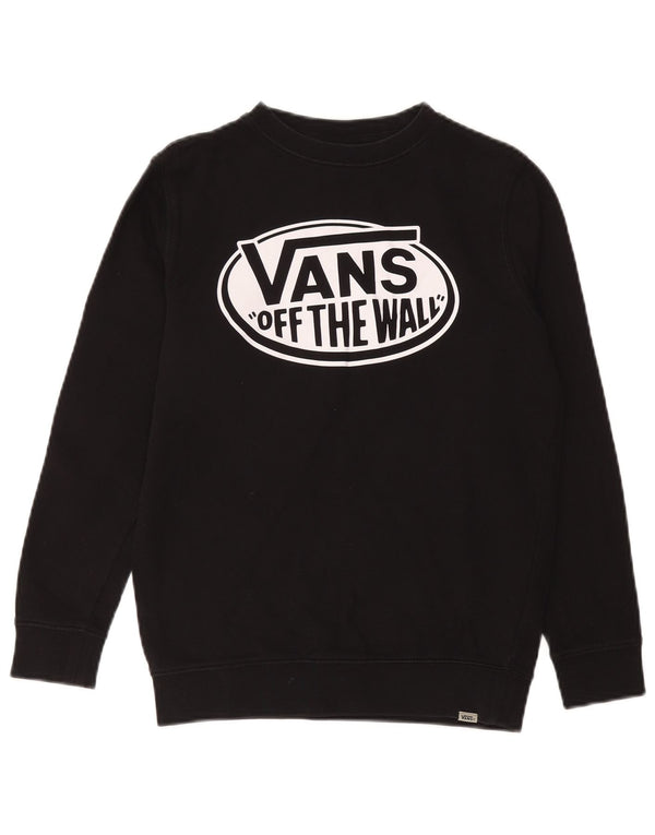 VANS feminino gráfico moletom jumper UK 14 médio preto algodão