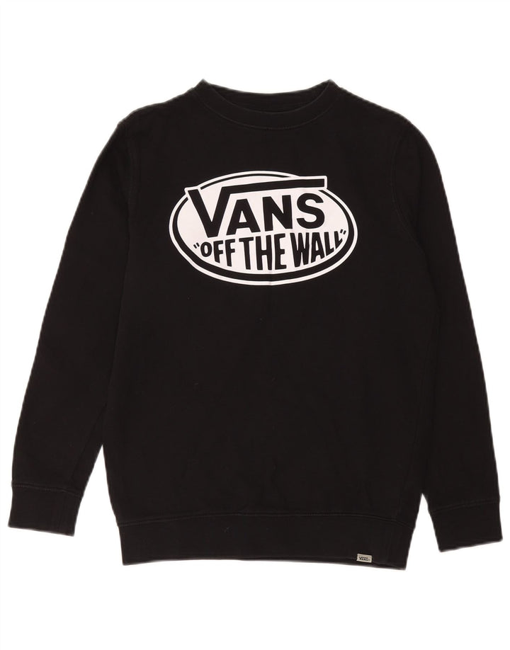 VANS feminino gráfico moletom jumper UK 14 médio preto algodão