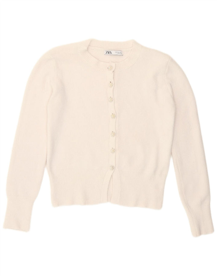 Suéter cardigã feminino Zara Reino Unido 14 grande branco