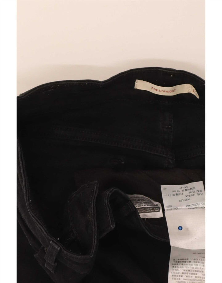 Calça jeans feminina Levi's 714 Straight W29 L30 algodão preto