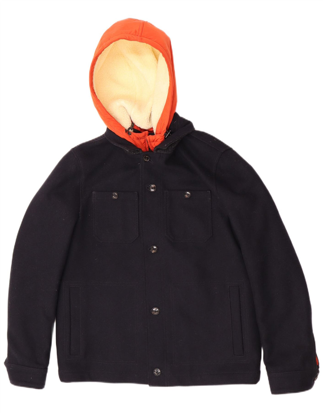 Jaqueta bomber masculina com capuz Ted Baker tamanho 3 bloco colorido azul marinho médio