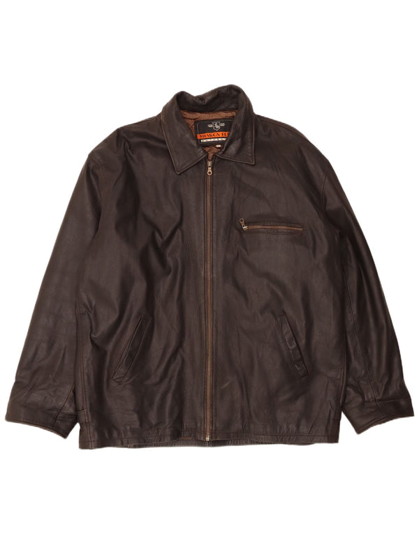 Jaqueta de couro masculina Sharon Furs Reino Unido 44 2XL marrom