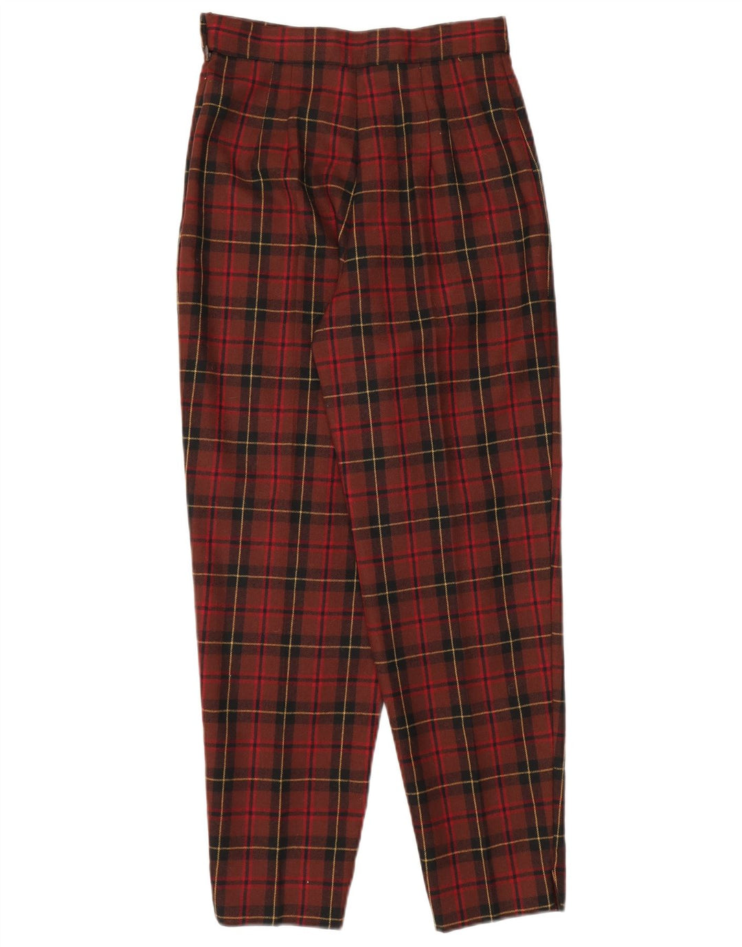 Conjunto feminino vintage de 2 peças IT 42/44 médio W26 L28 lã xadrez vermelha