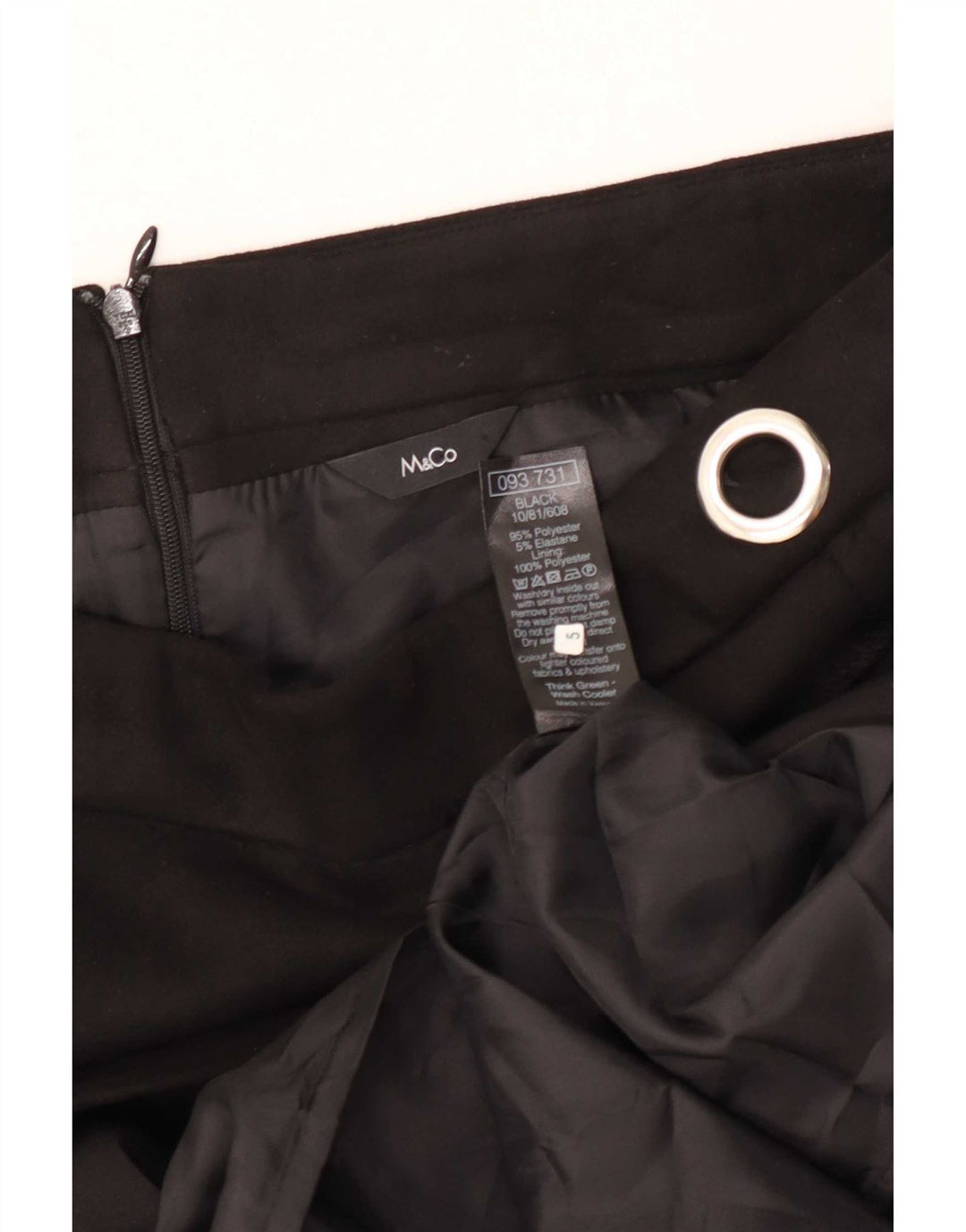 Minissaia feminina M&Co UK 12 médio W32 poliéster preto