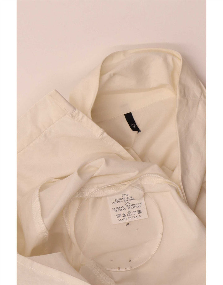 Blusa feminina vintage com babados na frente IT 42 algodão branco médio