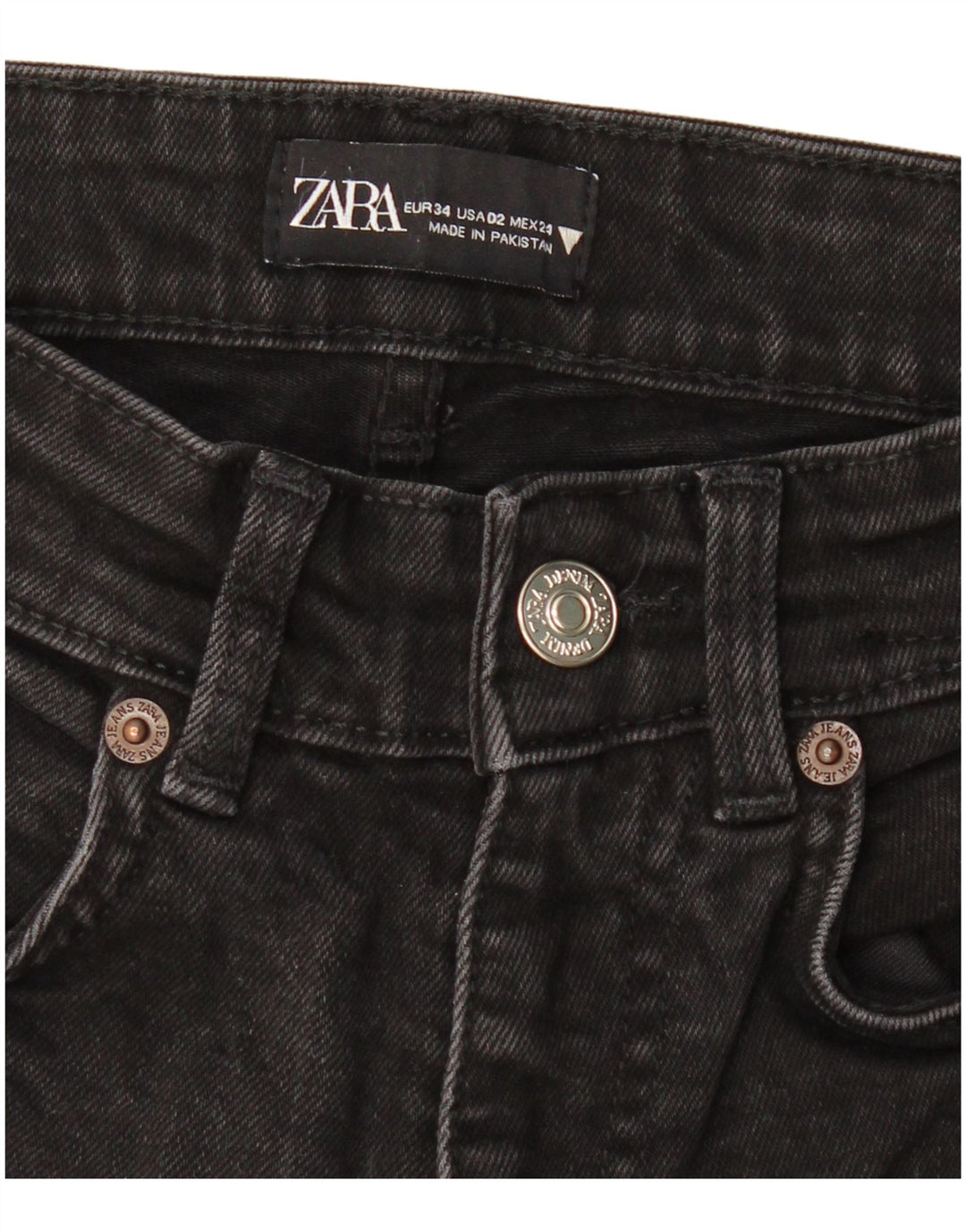Calça jeans feminina ZARA Bootcut EU 34 2XS W24 L26 preta