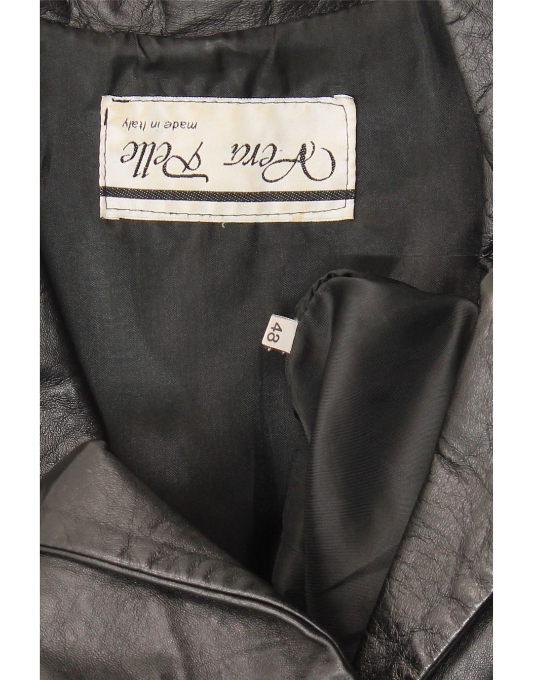 Jaqueta blazer de couro vintage feminina com 1 botão IT 48 XL couro preto