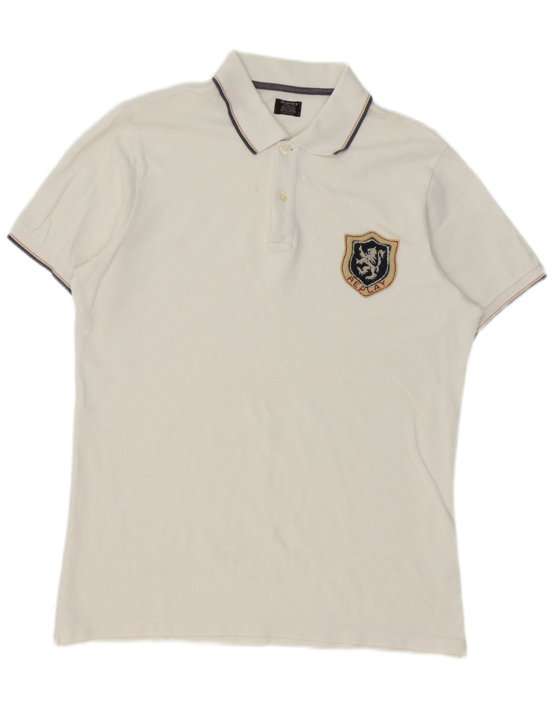 Camisa polo masculina Replay XL algodão branco clássico