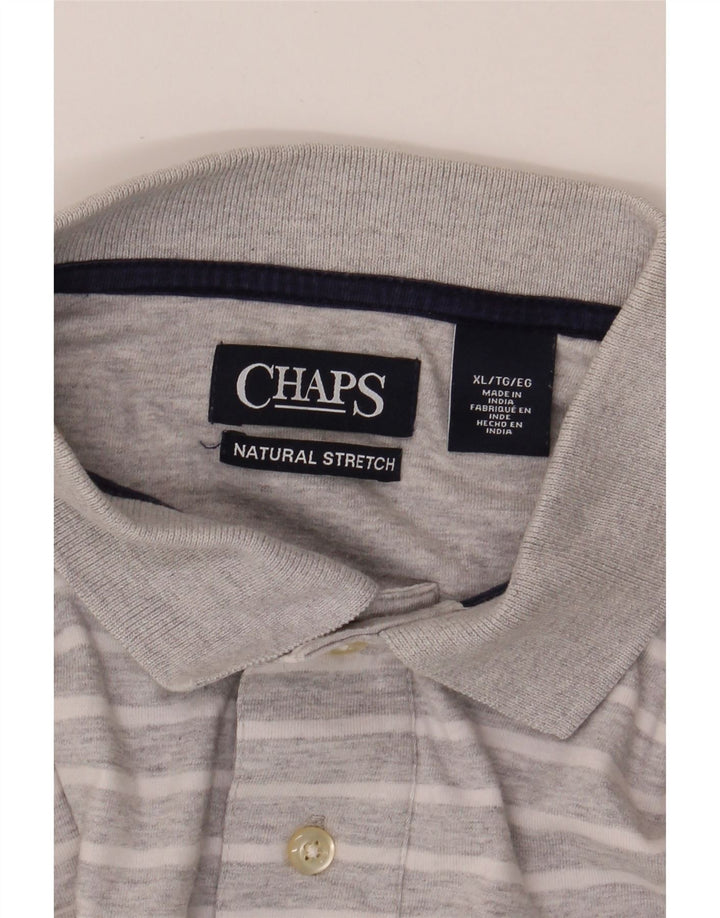 CHAPS Mens Polo Shirt XL Grey Striped Cotton Vintage Chaps and Second-Hand Chaps from Messina Hembry 