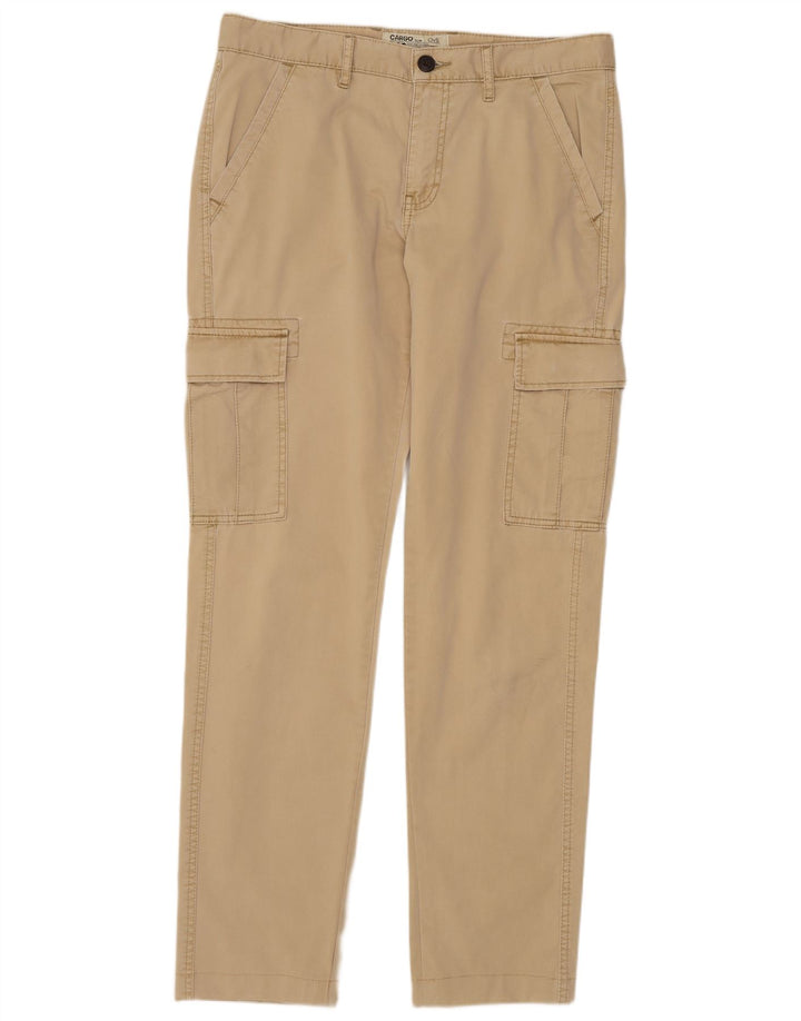 Calça cargo masculina OVS Slim IT 48 médio W34 L32 algodão bege