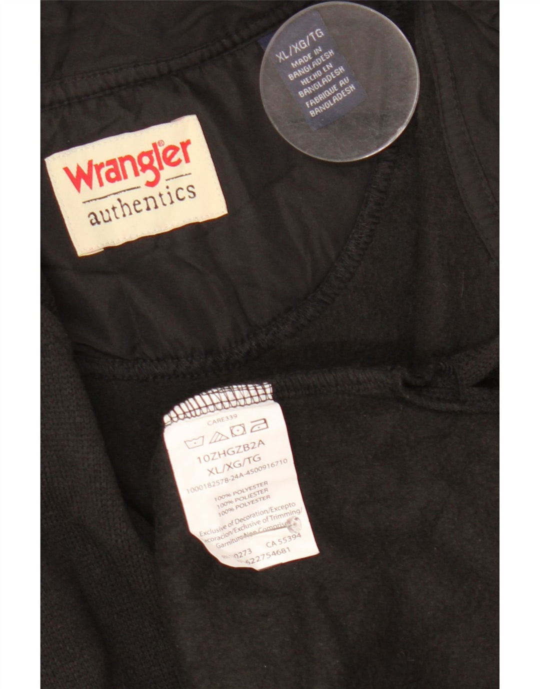 Wrangler moletom masculino com zíper e gola XL preto poliéster