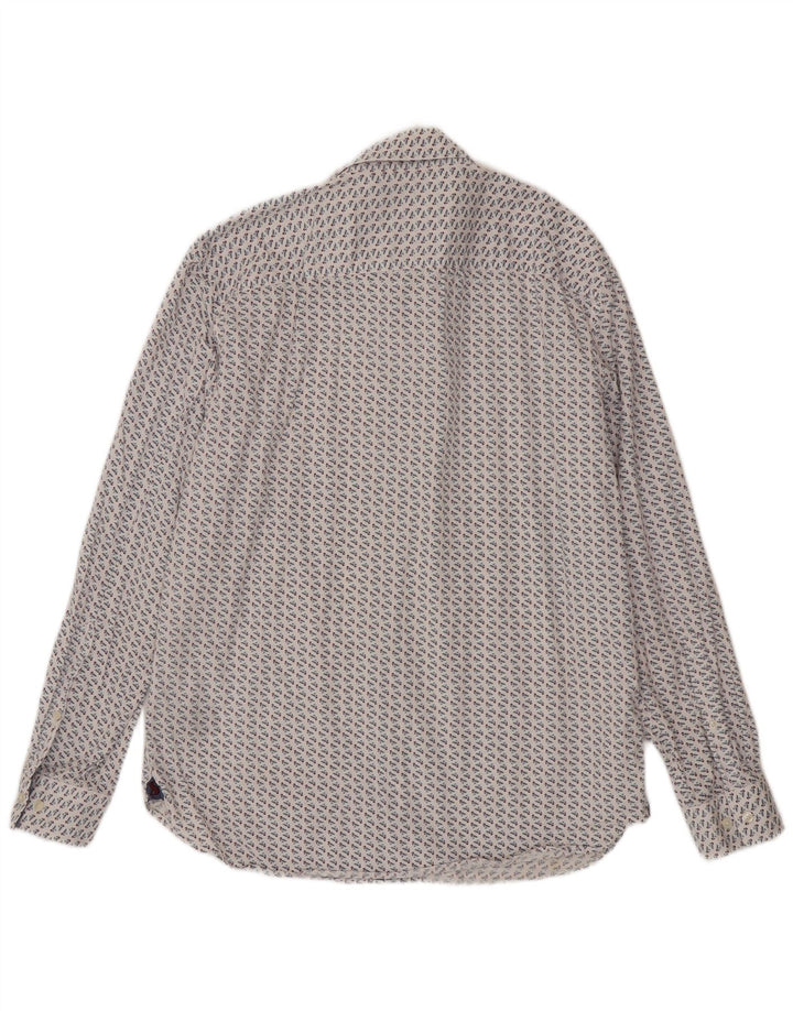 Joules masculino abstrato padrão clássico ajuste camisa grande algodão branco
