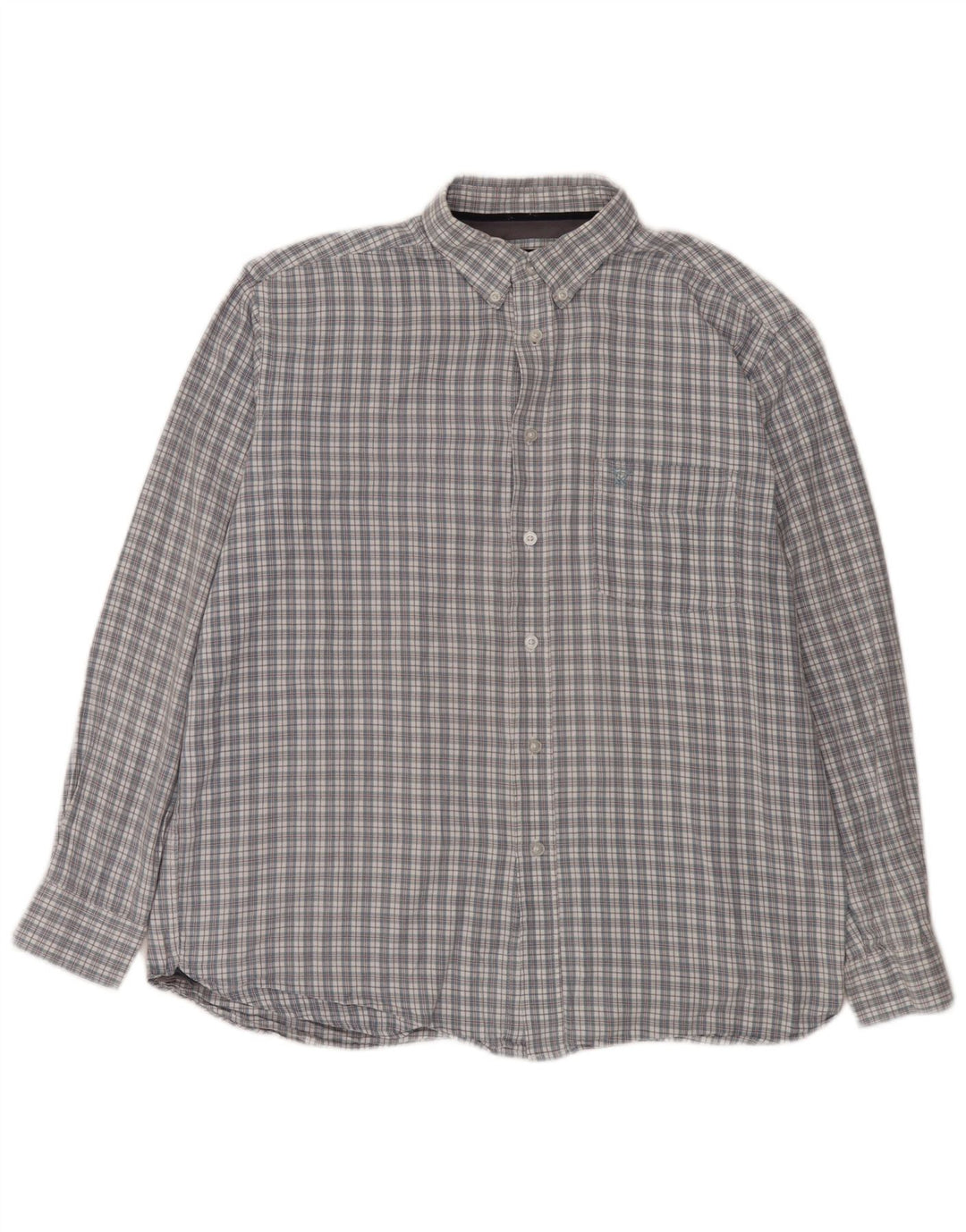 Camisa masculina de flanela James Pringle grande algodão xadrez cinza