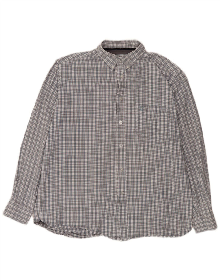 Camisa masculina de flanela James Pringle grande algodão xadrez cinza