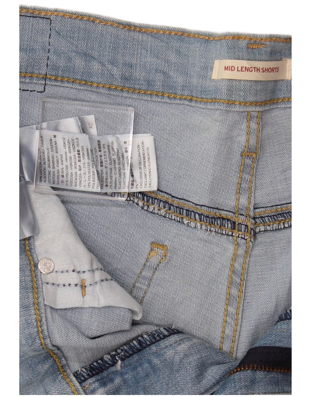 Shorts jeans feminino de cintura média LEVI'S W31 algodão azul médio