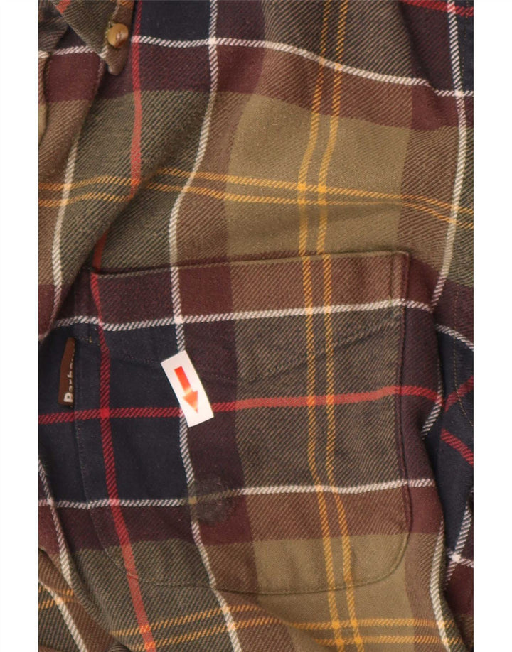 Camisa masculina de flanela Barbour Regular Fit algodão xadrez verde médio