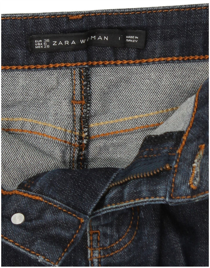 Saia jeans feminina ZARA UE 38 pequena W28 azul marinho