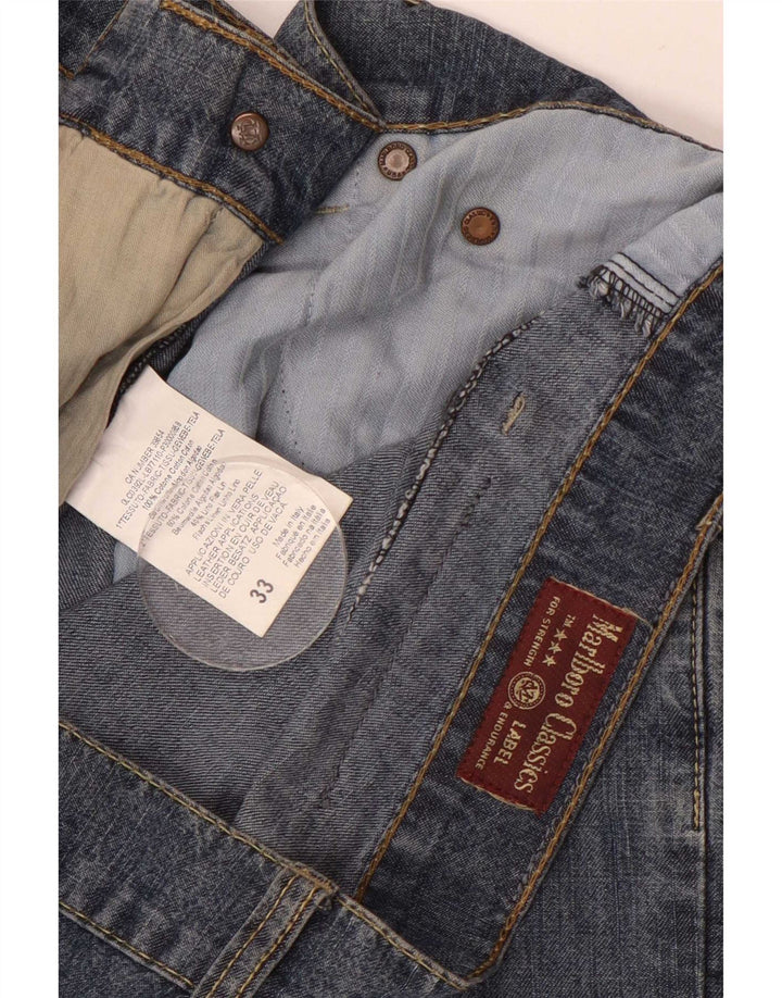 Marlboro Classics Mens Straight Jeans W33 L32 Azul Algodão