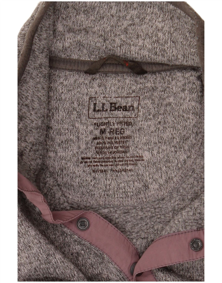 L.L.Bean Suéter masculino com gola redonda e poliéster manchado cinza médio