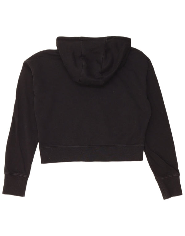 NIKE Girls Crop Graphic Hoodie Jumper 13-14 Anos XL Preto Algodão