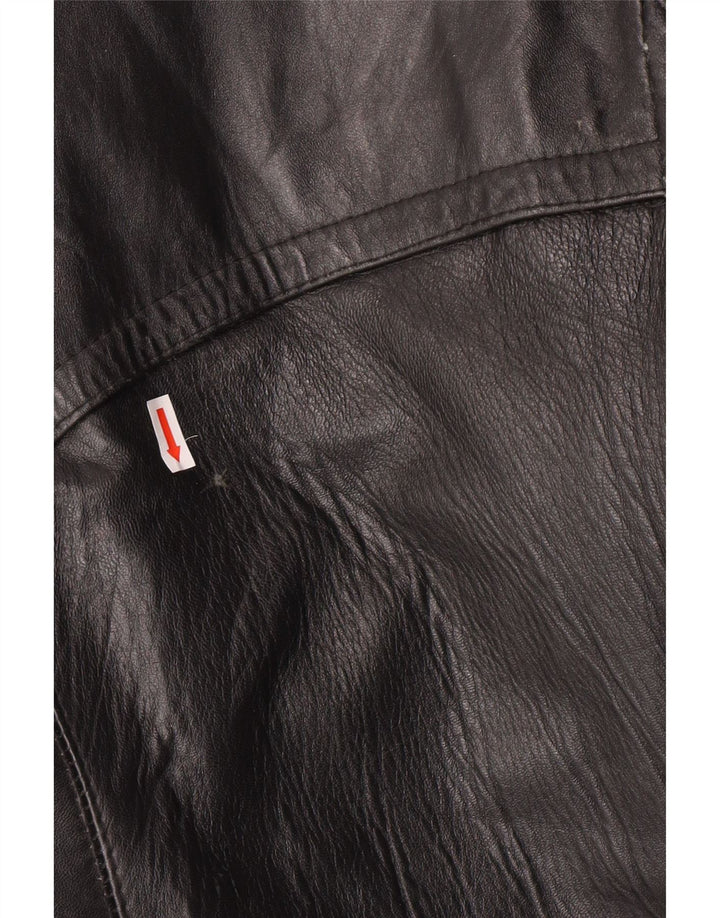 Jaqueta de couro vintage masculina com peito duplo Reino Unido 40 couro preto grande