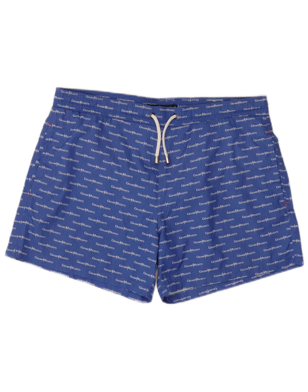 Cesare Paciotti Shorts de natação masculino gráfico azul médio poliéster
