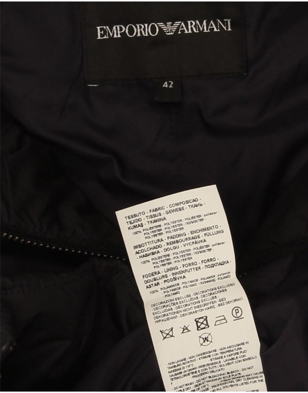 Casaco acolchoado acolchoado feminino Emporio Armani IT 42 poliéster preto médio