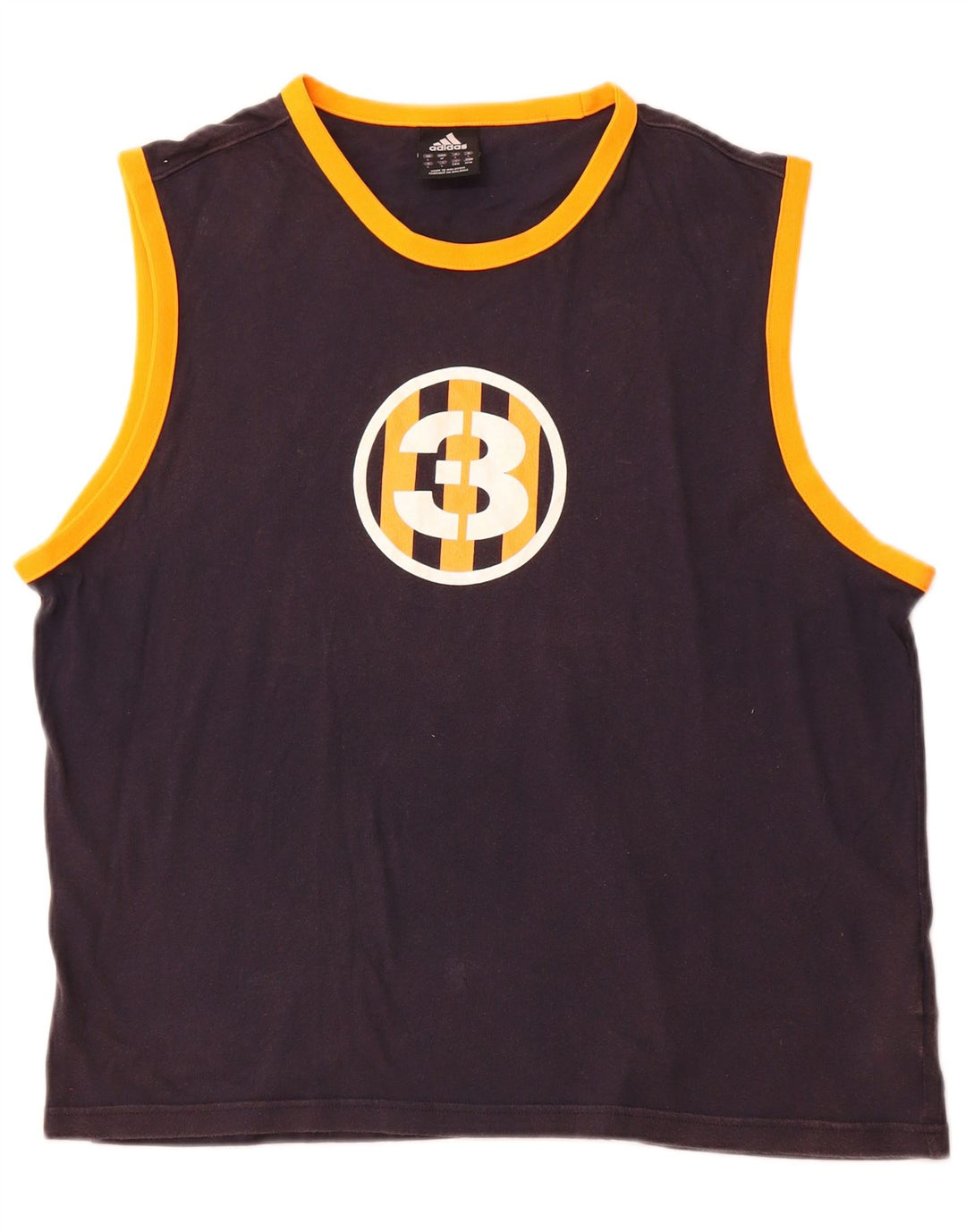 ADIDAS Mens Graphic Vest Top Grande Azul Marinho Algodão Esportivo