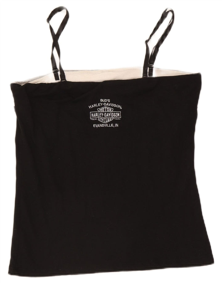 Camiseta feminina Harley Davidson com corte gráfico Reino Unido 14 grande algodão preto