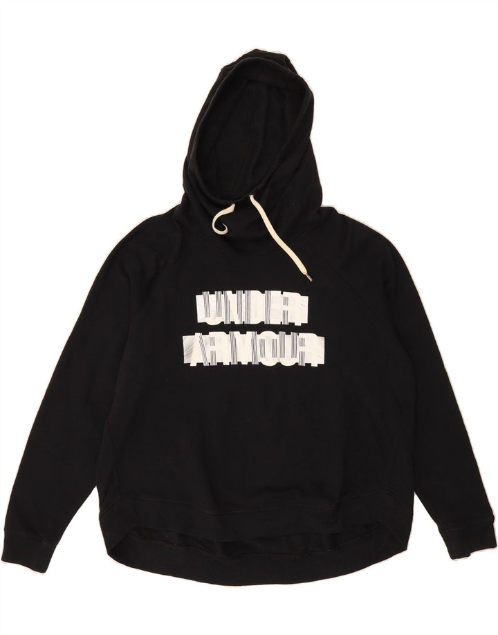 UNDER ARMOUR Womens Graphic Hoodie Jumper UK 18 XL Black Cotton Vintage Under Armour and Second-Hand Under Armour from Messina Hembry 