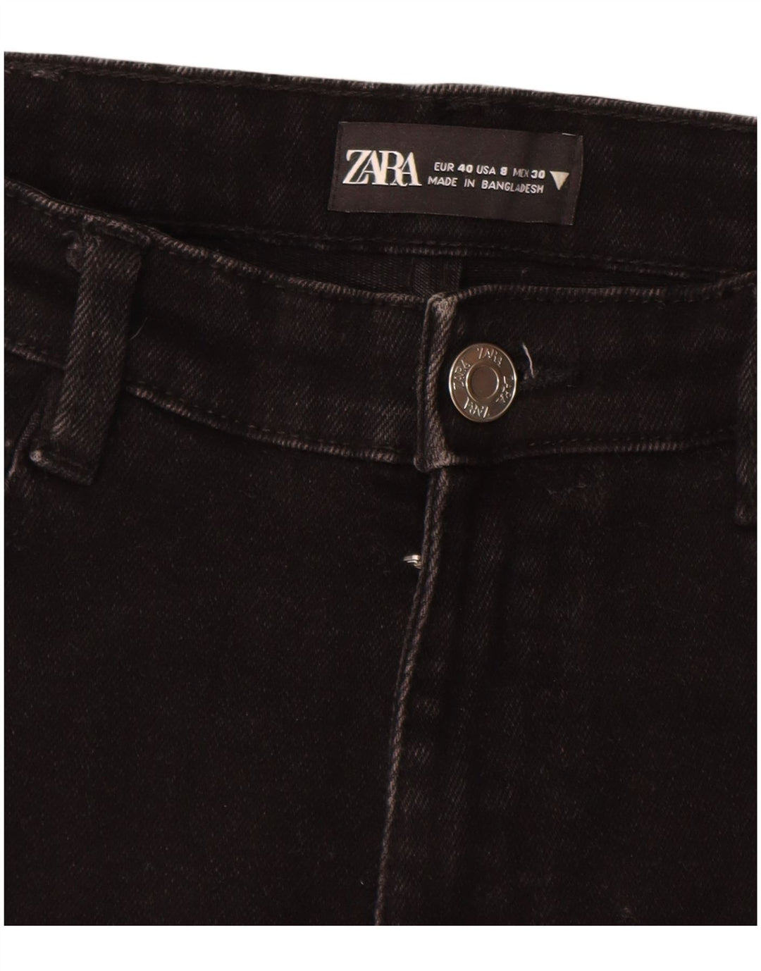 ZARA Calça Jeans Feminina Crop Slim EU 40 Médio W30 L25 Preto