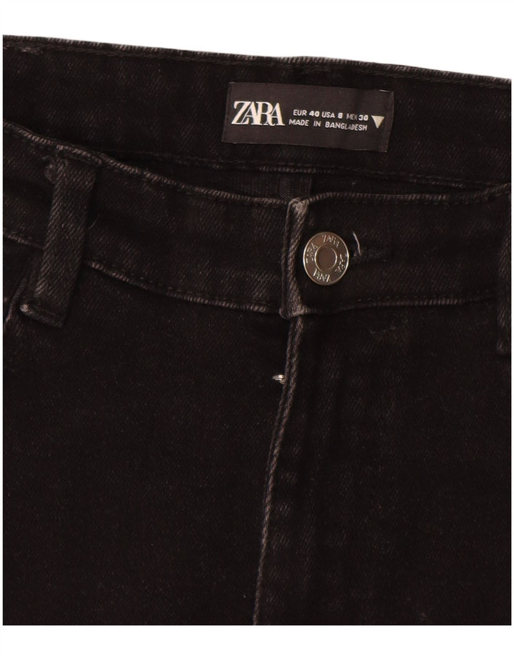 ZARA Calça Jeans Feminina Crop Slim EU 40 Médio W30 L25 Preto