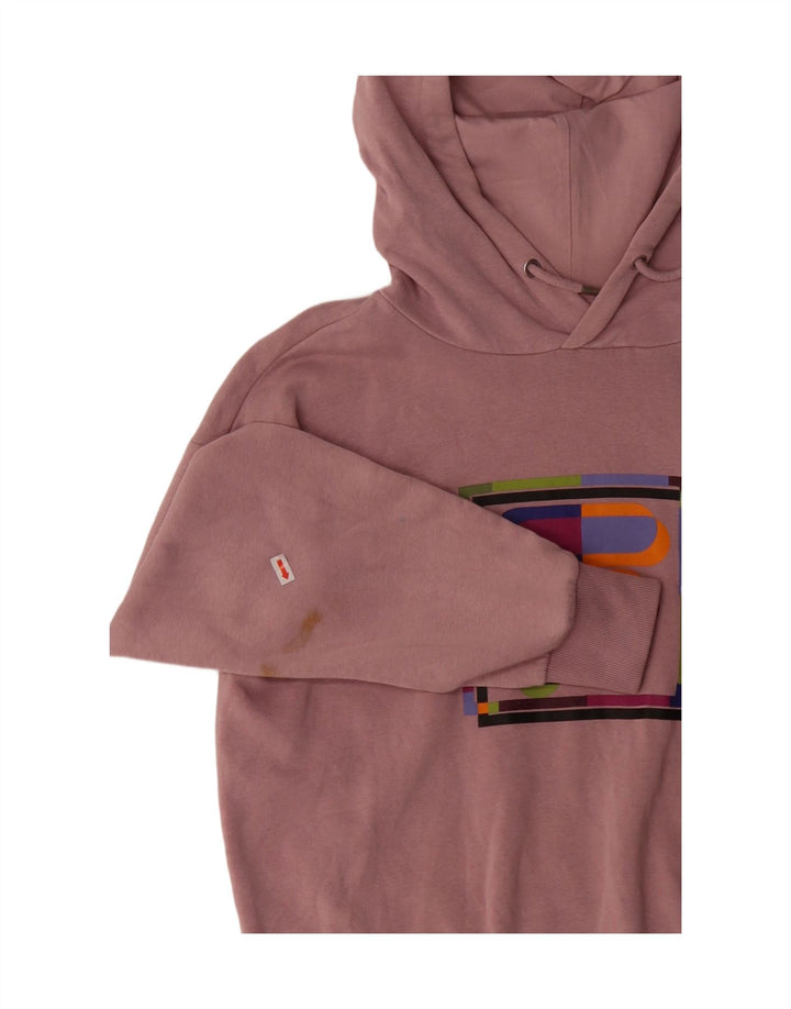 FILA Womens Graphic Hoodie Jumper UK 14 Medium Pink Cotton Vintage Fila and Second-Hand Fila from Messina Hembry 