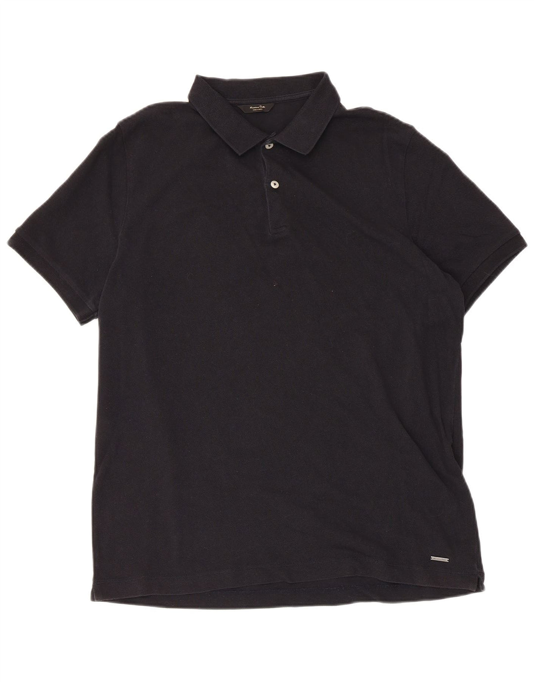 MASSIMO DUTTI Mens Polo Shirt Large Navy Blue Cotton