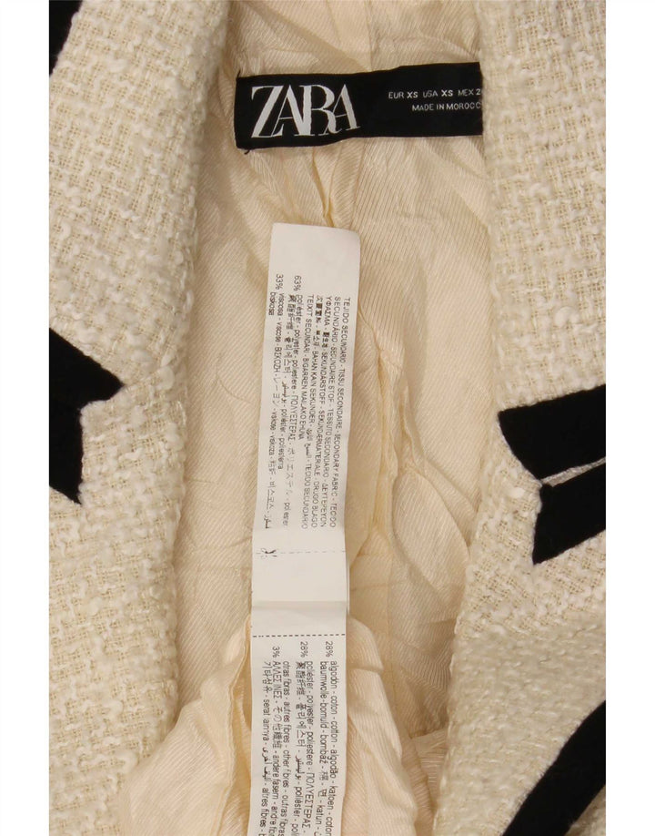 Jaqueta blazer feminina Zara com peito duplo Reino Unido 6 XS off white poliéster