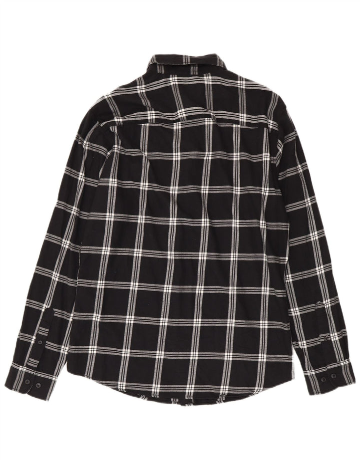Camisa masculina de flanela Jack & Jones grande de algodão xadrez preto