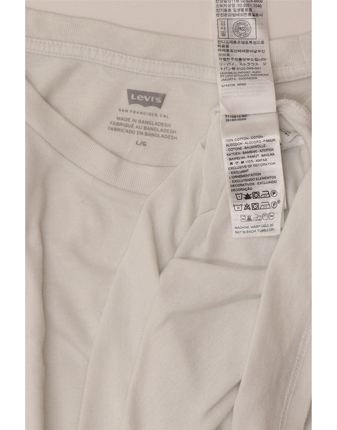 Camiseta feminina Levi's UK 16 grande algodão branco