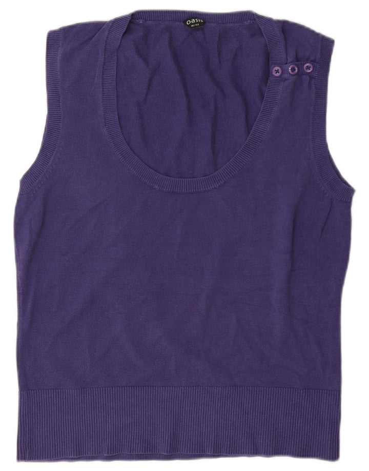 Colete feminino Oasis UK 16 grande algodão azul marinho