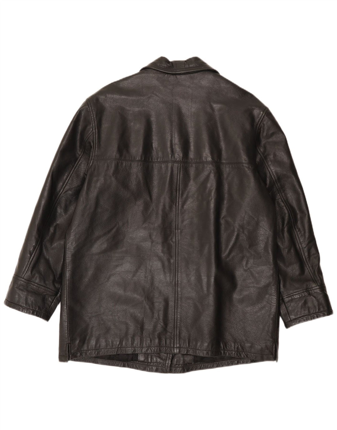 Casaco de couro feminino vintage IT 48 XL preto